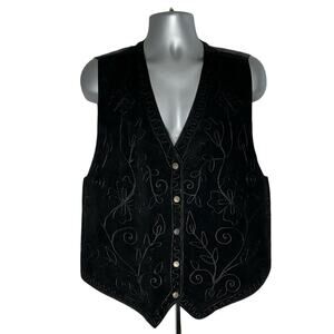 Men's Black Embroidered Vest